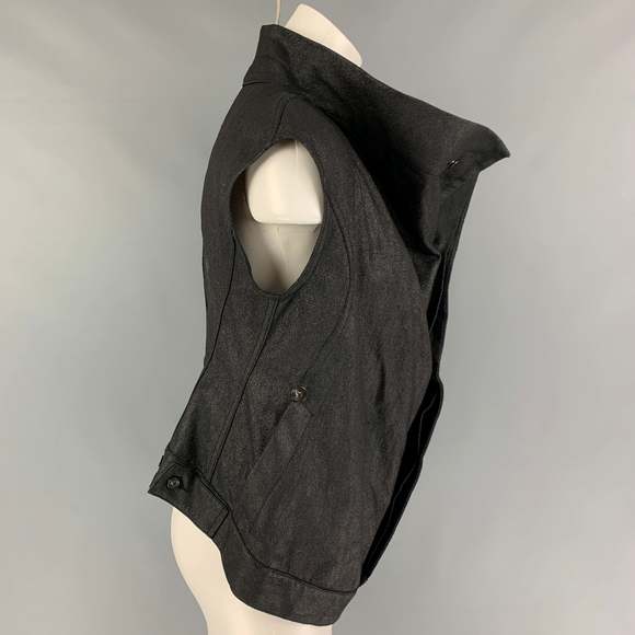 RICK OWENS DRKSHDW Black Coated Sleeveless Vest - Picture 2 of 6